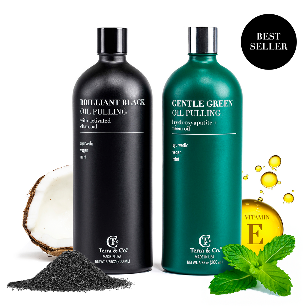 Terra & Co.® Oil Pulling Bundle – Gentle Green + Brilliant Black | Ayurvedic Detox, Enamel Protection & Whitening
