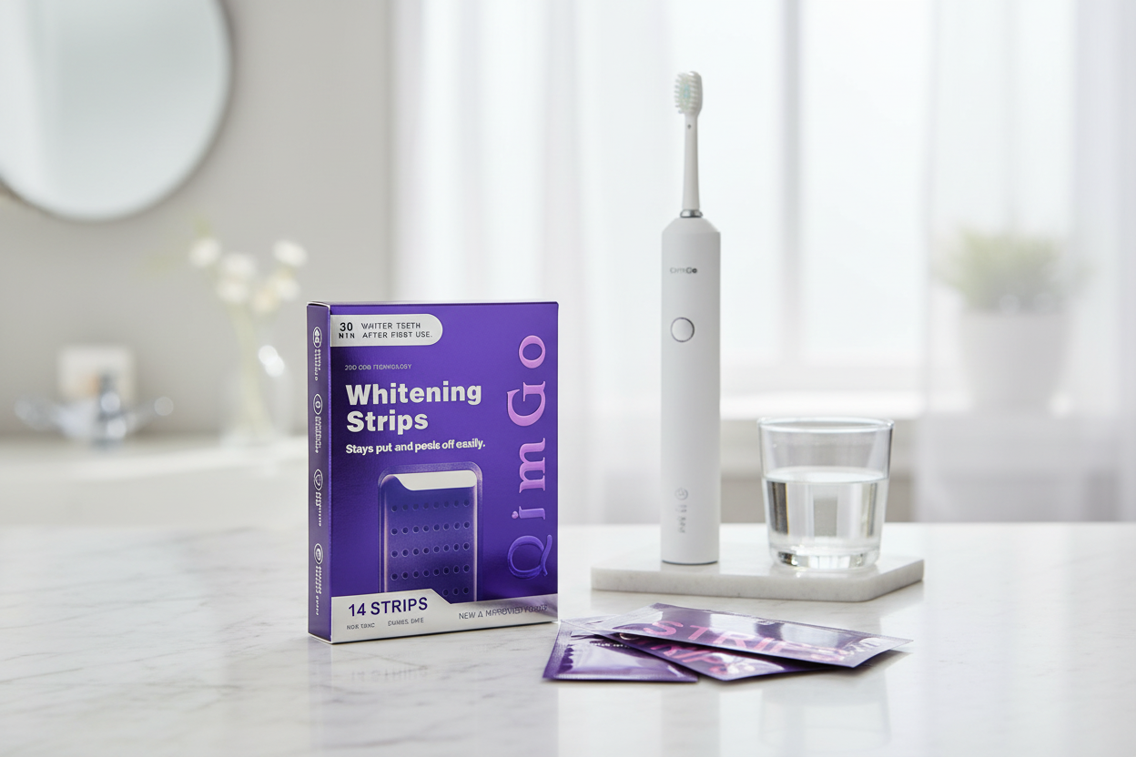 Purple Teeth Whitening Strips – Color-Correcting Formula